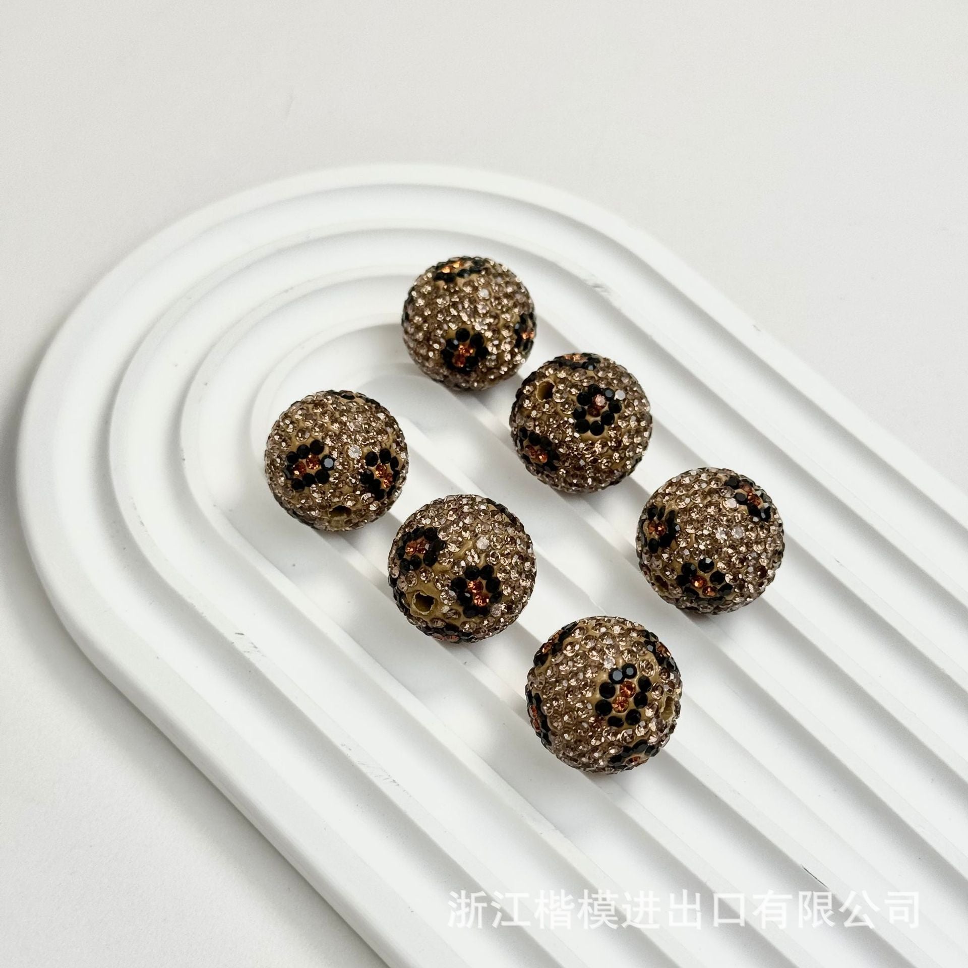 Wholesale 50PCS DIY Leopard Print Ball Hollow Rhinestone Ball Spacer Beads